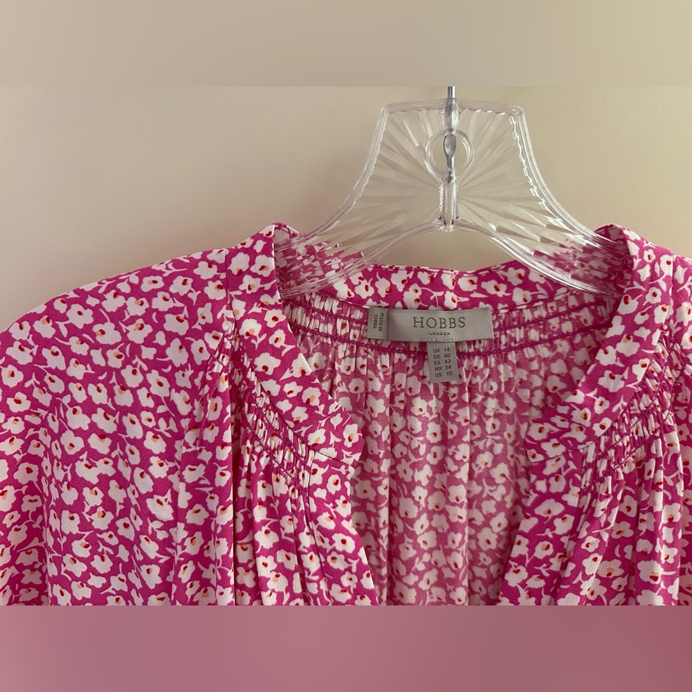 Hobbs London Cosima Top in Fuchsia Multi Flower - Picture 5 of 8